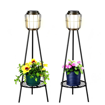 2 Solar Street Lights/Pole Lights– This One with a Plant Stand Combines Lighting and Greenery Functions. It's Perfect for Decorating Your Garden, Enhancing The Beauty of Your Outdoor Space!