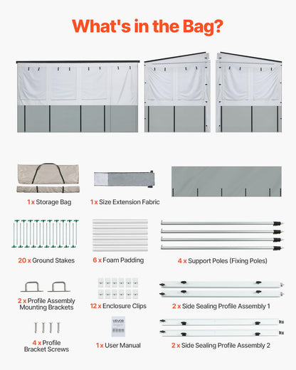 VEVOR RV Awning Sun Shade Room - Compatible with 16-17 ft Awnings, RV Awning Sun Shading Room with Door & Ventilated Mesh Windows, Sunproof & Windproof Three-Sided Enclosure Tent for RV Camping
