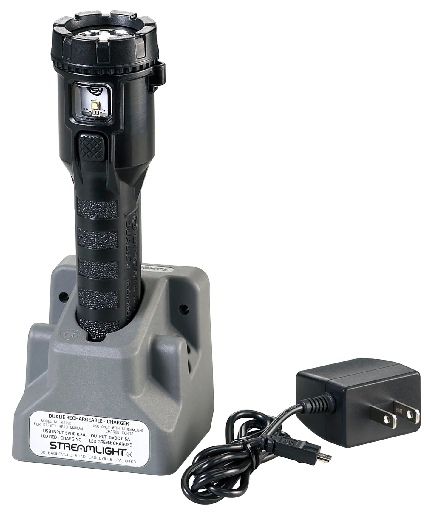 Streamlight 68794 Dualie Rechargeable 275-Lumen Multi-Functional, Intrinsically Safe Flashlight with Magnetic Clip and 120V/100V AC Charger, Black