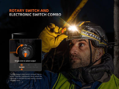 Fenix HM75R 1600 Lumen USB-C Rechargeable Headlamp, Power Extender Pack Included for Extra Long Runtime, White and Red Beams, for Site Operation, Search and Rescue, Caving, Hiking