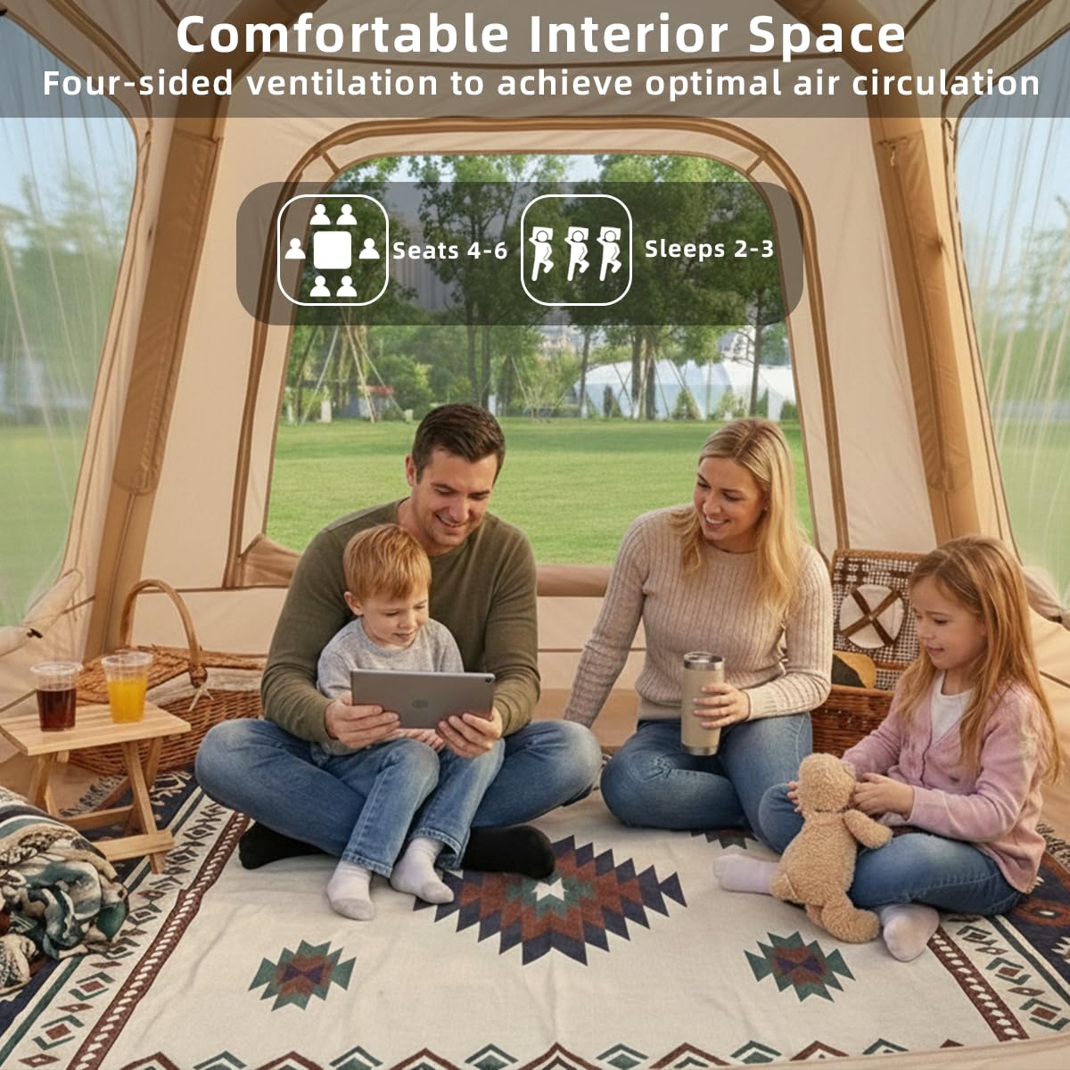 ShinHye Inflatable Tents for Camping - Blow up Tent with Awning and Pump, Easy Setup 4 Season Waterproof 420D Oxford Glamping Air Tents for Camping Adult 2/3/4 Person