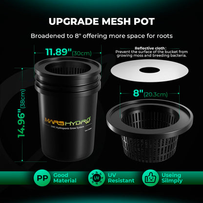 MARS HYDRO DWC Hydroponics Grow System Kit with Recirculating Top Drip, 11W Air Pump, Air Stone, Hose & 4 Buckets, 5 Gallon Deep Water Culture Indoor Hydroponic System