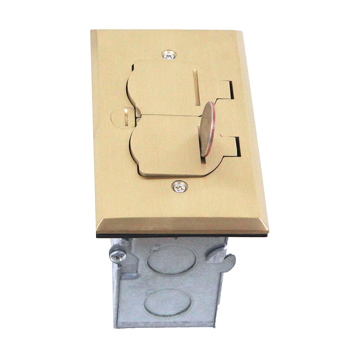 ENERLITES Flip Lid Cover Floor Box Kit with 20A Tamper-Weather Resistant Receptacle Outlets, 1-Gang 5" x 2.87" Cover, Watertight Gaskets, 975507-C and 975507-S