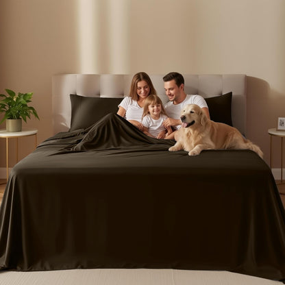 Utopia Bedding Queen Size Sheet Set - Soft, Breathable Microfiber - 4-Piece in Brown