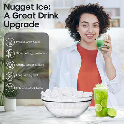 ICEPURE Nugget Ice Makers Countertop with App, Portable Ice Machine with WiFi, 33lbs in 24H, Ready in 5-10 Mins, Self Cleaning，Small Ice Maker with Basket Scoop, for Home/Party/RV(Stainless Steel)