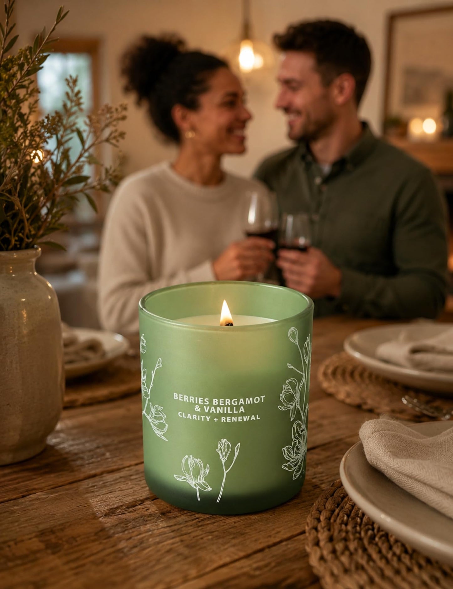 Berries Bergamot Vanilla Candle | 10.6oz Wood Wick Soy Scented Candle for Home | Aromatherapy Stress Relief Candle | Clean Burning, Long Lasting Candles | Self Care Gift for Women & Men
