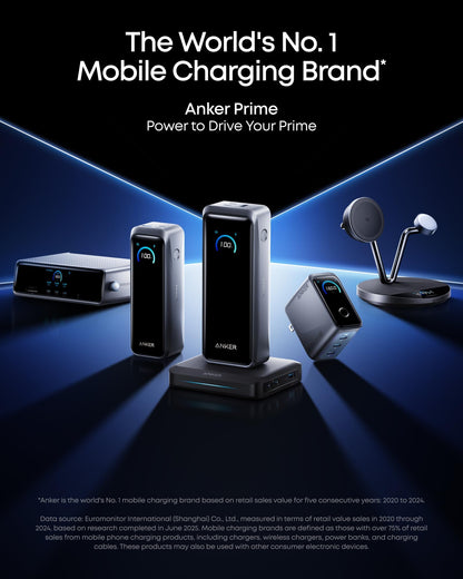Anker Prime Power Bank, 26,250mAh 3-Port Portable Charger with 300W Max Output, Two-Way Charging, TSA-Approved, App Control, for MacBook, iPhone 17/16 Series, and More (Base Not Included)