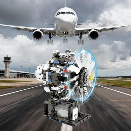 Turbojet Engine Building Set Aircraft Engine Model kit That Run Build Your Own Mini Aircraft Model Engine Kit with Motor STEM Mechanical Physical Science Educational Toys for Kids Adults (558 PCS)