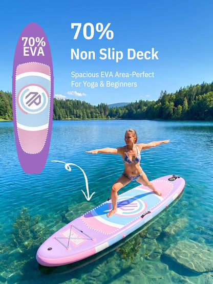 Niphean（Ultra-Light） Inflatable Paddle Board with StabilTrac Fin and Durable SUP Accessories, 10' Stand Up Paddle Boards for Adults & Youth, Versatile Yoga Paddle Board, Gift Ideas-Lavender Whispers