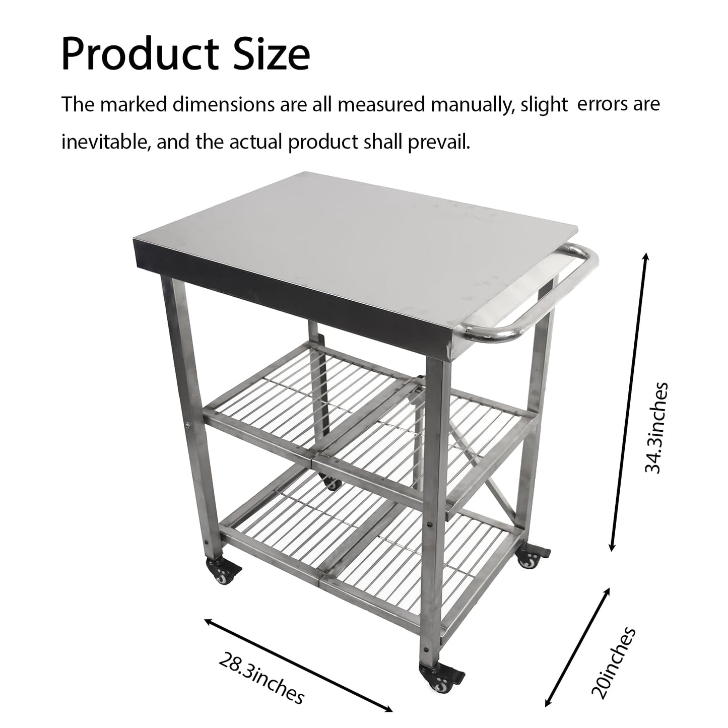 Metrixpio Stainless Steel Kitchen Cart, Foldable Origami Design,Slim Rolling Cart with Storage, Portable Microwave & BBQ, Kitchen Island on Wheels