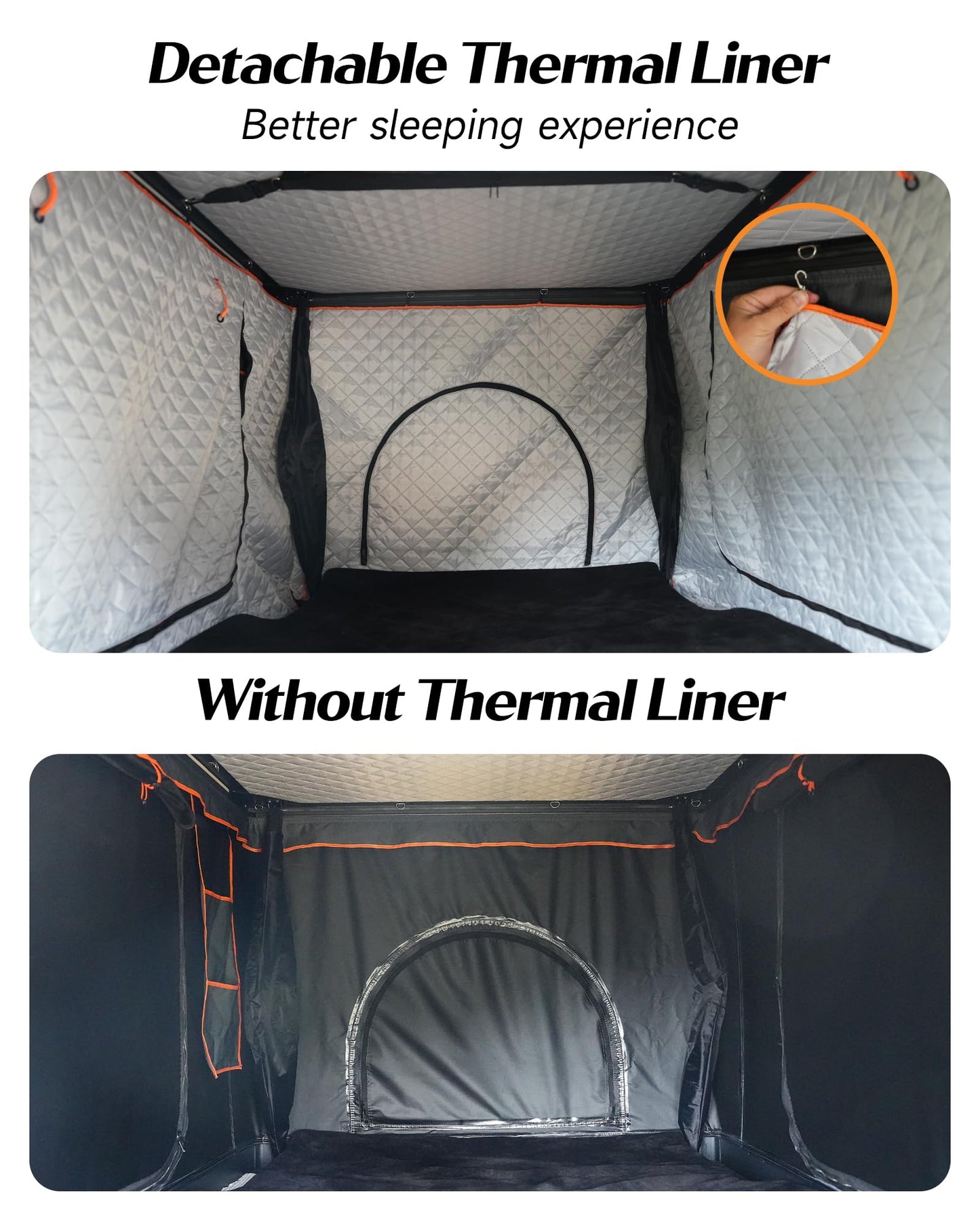 Joyinrute Alumnimun Rooftop Tent Hard Shell with Winter Insulation, Pop Up 2 Person Roof Top Hardshell for Camping Truck Van Suitable for Jeep SUV Car
