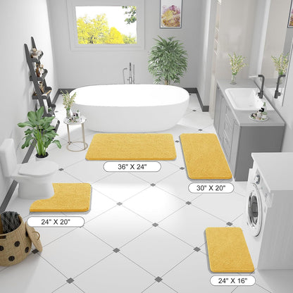 OLANLY Bathroom Runner Rugs - Extra Soft Chenille Bath Mats | Quick-Dry, Machine Washable, 44x24, Yellow