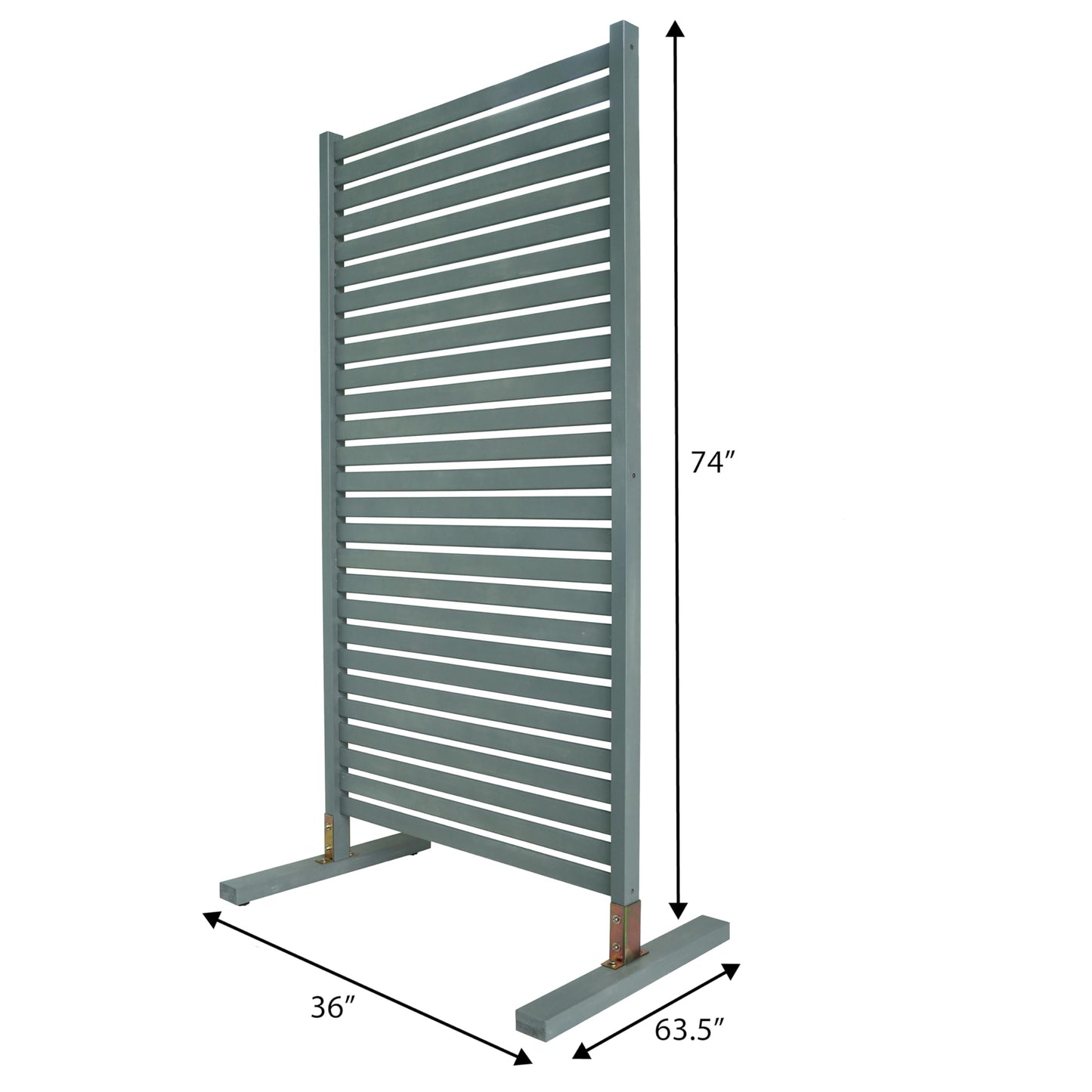 JONATHAN Y Solana Solid Acacia Wood Slat Outdoor Privacy Screen, 36" x 74" Freestanding Single Panel Room Divider, Weather-Resistant Wood Fence for Patio, Garden or Balcony, Gray Wash DVR2000B