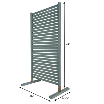 JONATHAN Y Solana Solid Acacia Wood Slat Outdoor Privacy Screen, 36" x 74" Freestanding Single Panel Room Divider, Weather-Resistant Wood Fence for Patio, Garden or Balcony, Gray Wash DVR2000B