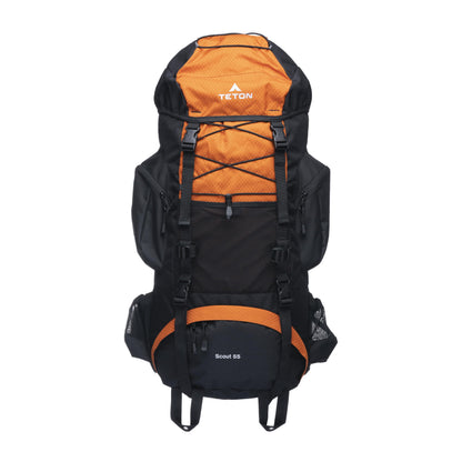 Teton 55L Scout Internal Frame Backpack for Hiking, Camping, Backpacking, Travel, Rain Cover Included, Burnt Orange