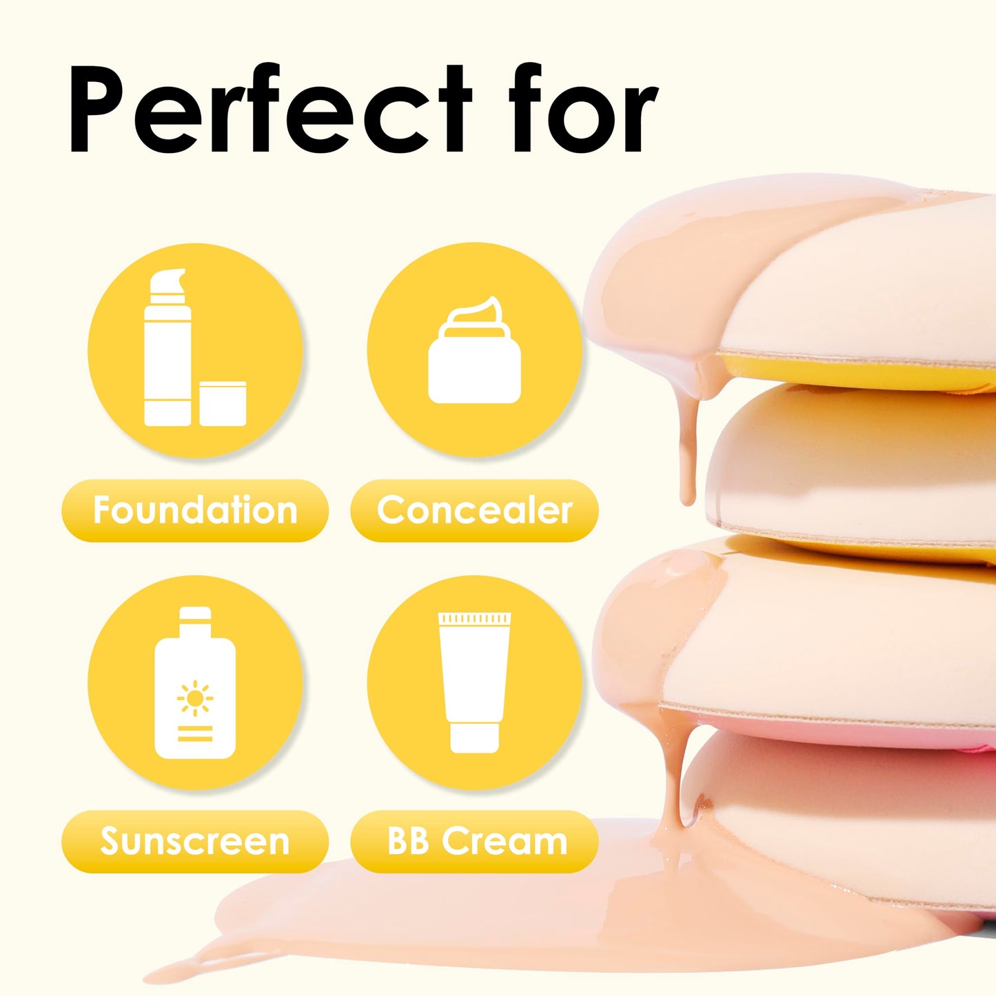 5Pcs Makeup Sponge For Foundation Concealer And Powder, Latex Free Blender Sponge For Natural And Easy Makeup Soft Long-lasting And Beginner-friendly, Green, Medium