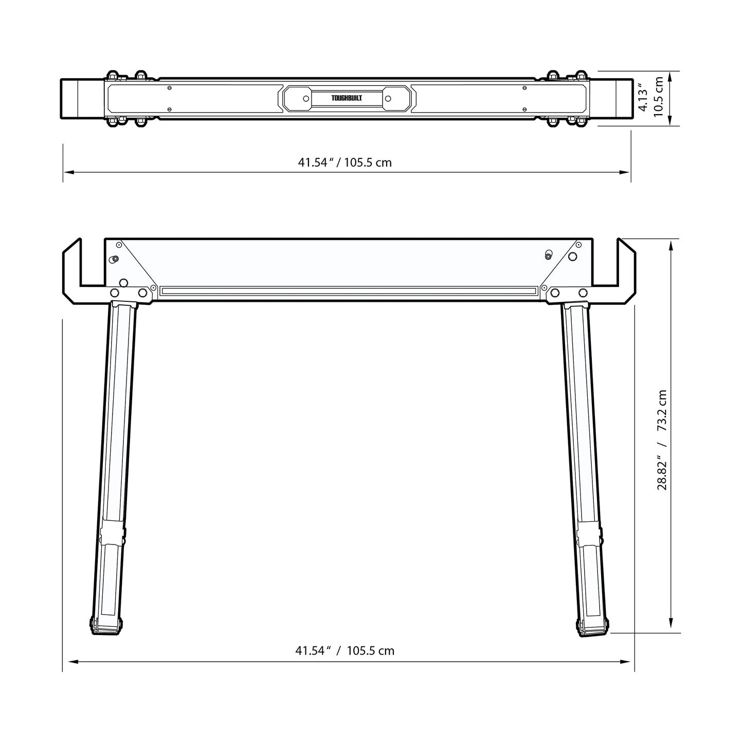 ToughBuilt - Folding Sawhorse/Jobsite Table - Sturdy, Durable, Lightweight, Heavy-Duty, 100% High Grade Steel, 41.5-Inch Easy Carry Handle - (TB-C550)