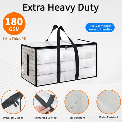 Skiennix Extra Large Heavy Duty Moving Bags - Waterproof Storage Totes with Handles & Zippers | 8 Pack, Foldable for College Dorms