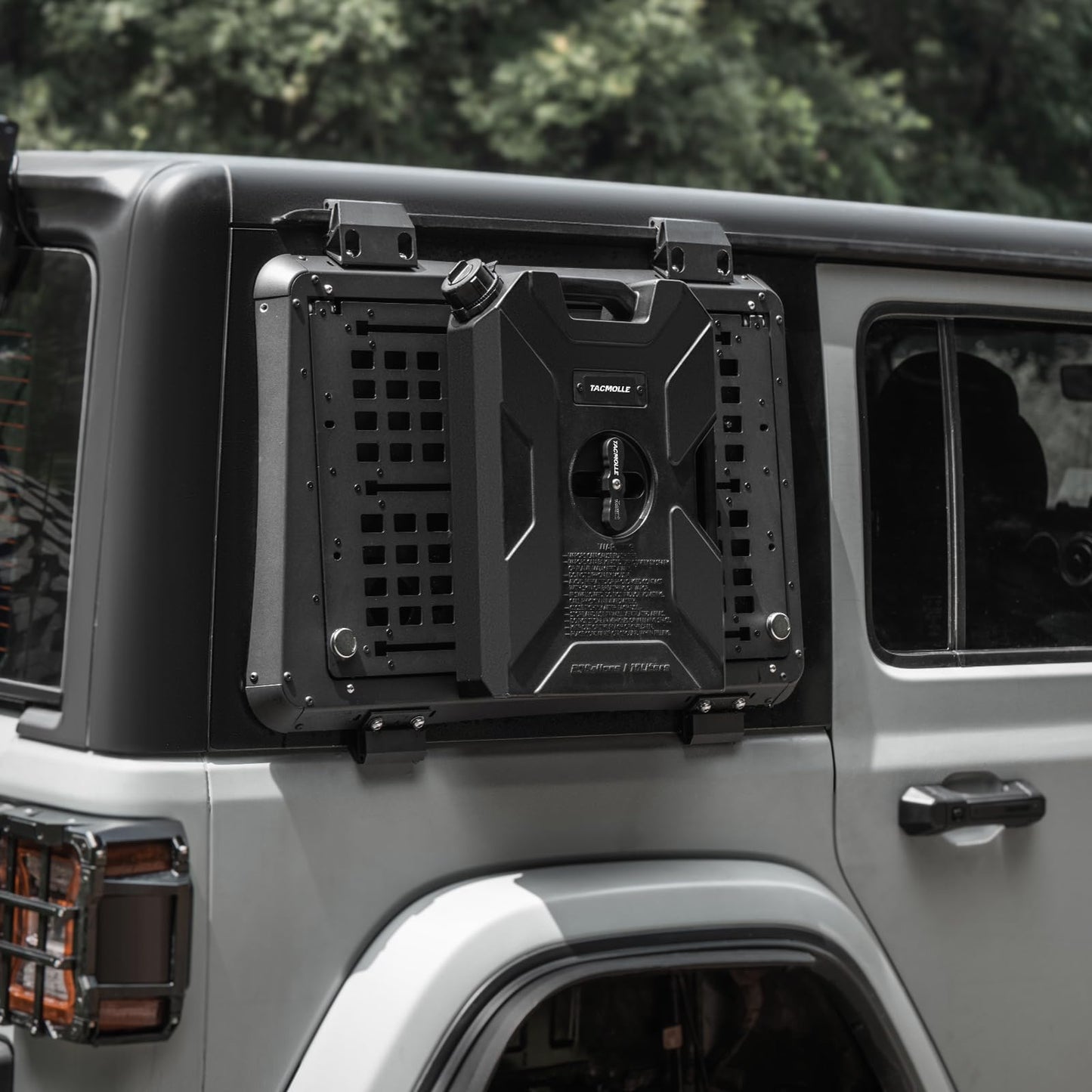 TACMOLLE 2.5 Gallon Water Can - MOLLE Panel Water Tank with Mount, Spout, Water Can Container Pack Fits MOLLE Panels for Vehicles