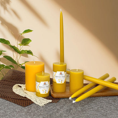 4 Pack Beeswax Pillar Candles Bulk, 100% Pure Beeswax Candles, 2X4 inch Bees Wax Candle for Home,Burning Time 160 Hours Total, Unscented & Dripless, Natural Yellow by Lacaser