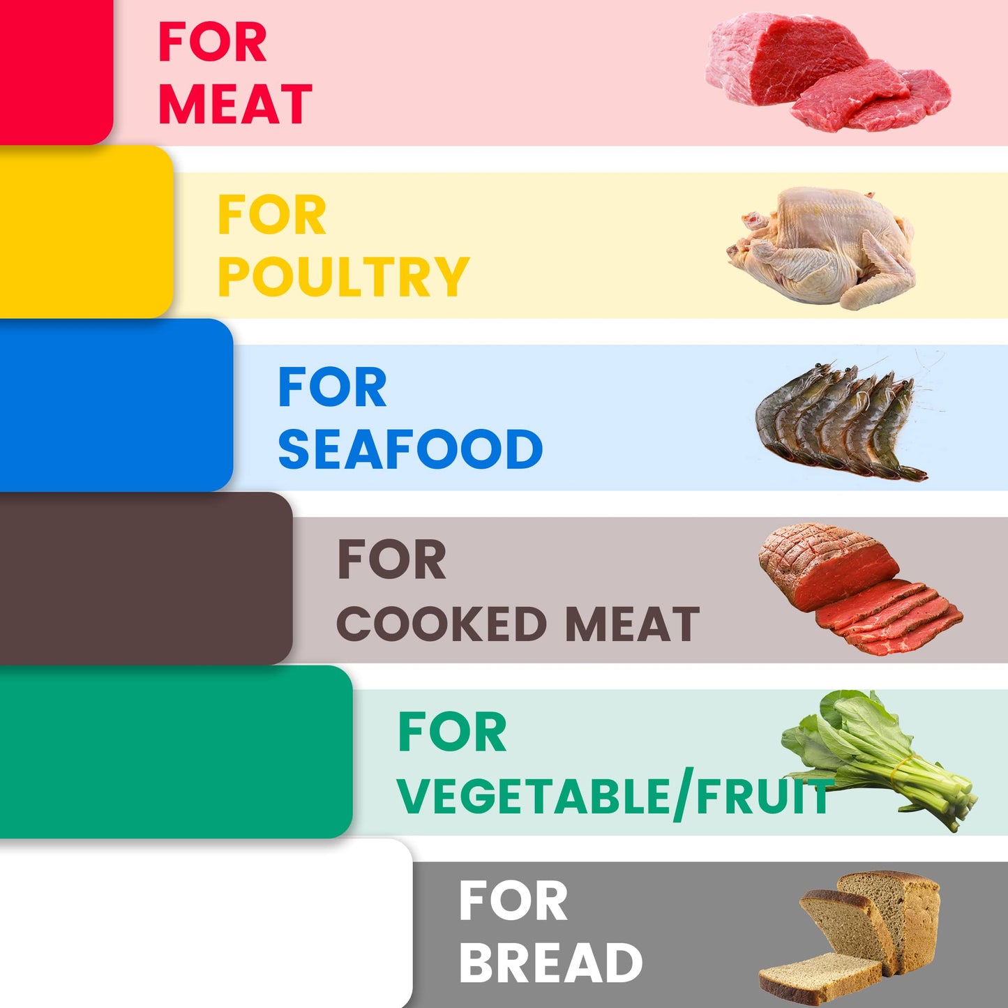 CLIVIA Commercial Grade Cutting Board for Kitchens,Plastic Chopping Board, 20 x 15 x 1/2 Inch, Multi-Color 6 of Pack Set,NSF Certified,for Vegetable Meat or Cheese