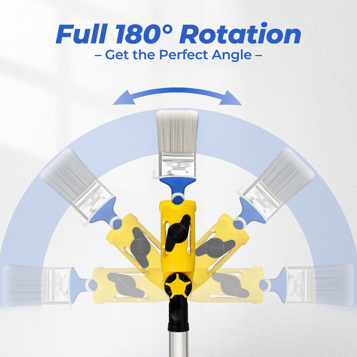 Prozwee Upgraded Multi-Angle Paint Brush Extender Holder，Extension Pole Attachment Fits Most Rollers, Brushes & Scrapers, Easily Reach Ceilings, Walls & Corners