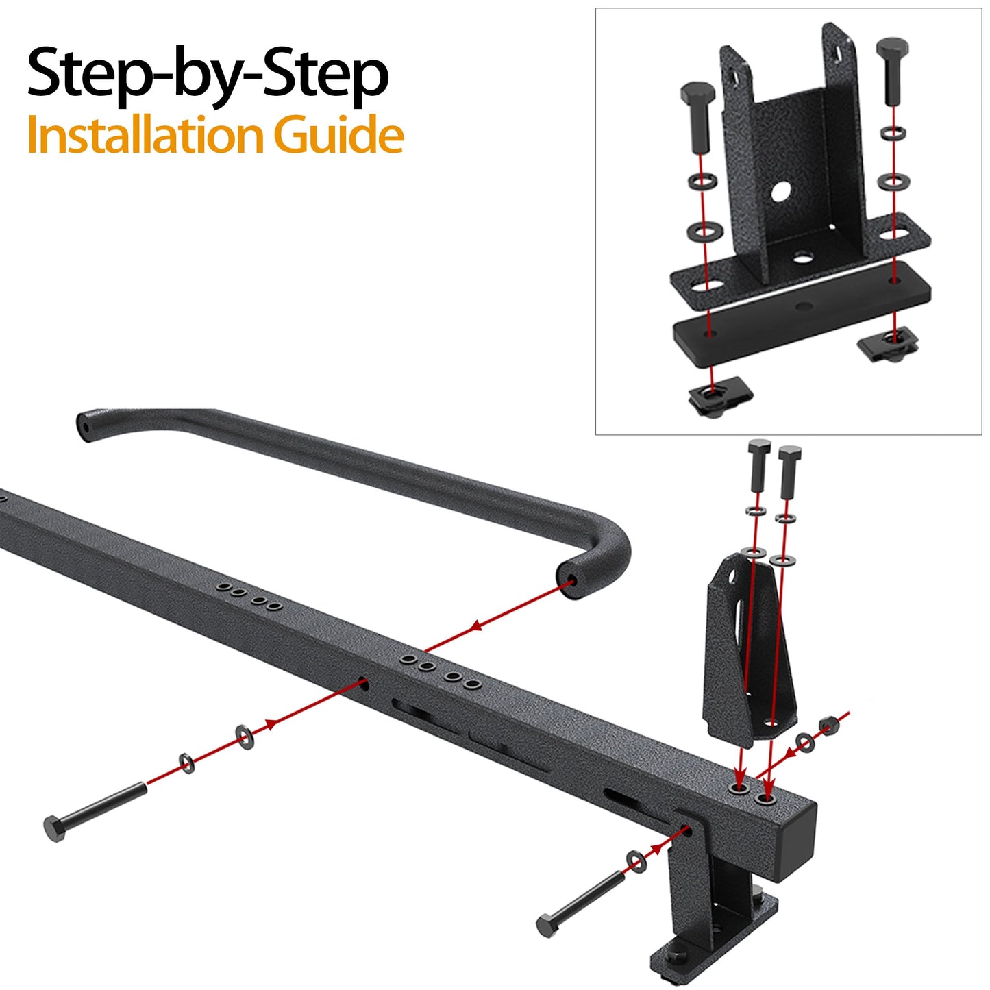 Universal 2 Bars Roof Ladder Rack 700 LBS Capacity Utility Adjustable Cross Bar with Stopper for Van Without Rain Gutter Fit for Kayak Canoe Ladder Lumber Pipes Cargo Carrier Accessories