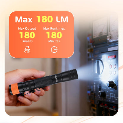 KunHe 180 Lumen LED Portable Rechargeable Pen Flashlight 20-Pack Waterproof Pocket Flash Light Single Mode Easy to Use with Clip Suitable for Inspection Camping and Daily Use