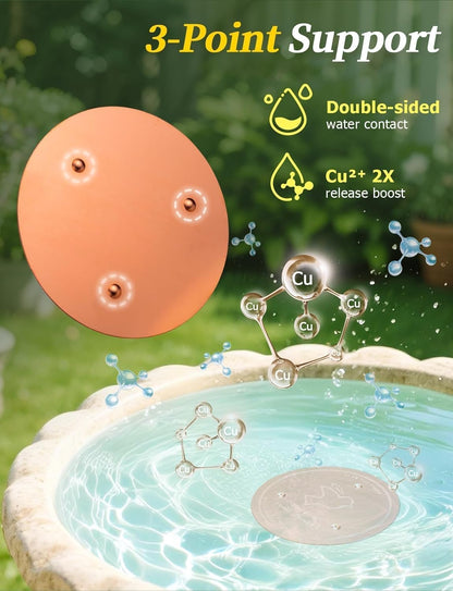 Mellbree Bird Bath Copper Disk - 0.6mm Reinforced 99.99% Pure Copper for Clean Water | All-Season Universal Fit