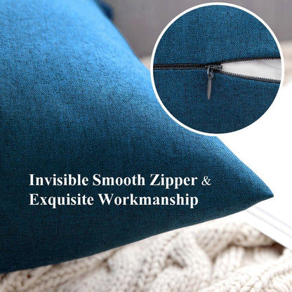 MIULEE Decorative Outdoor Throw Pillow Covers - Waterproof Faux Linen Cushion Cases | 20x20 Inch Blue, Set of 2