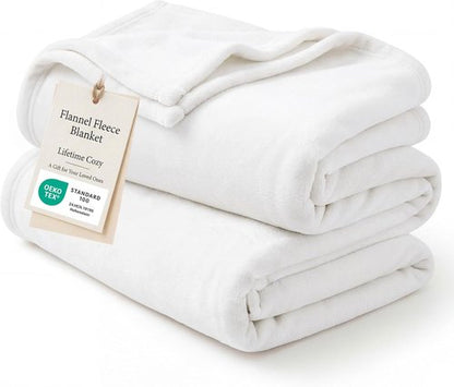Bedsure GentleSoft Fleece Bed Blanket - Cozy Plush Microfiber Full Size White, 84x90 Inches