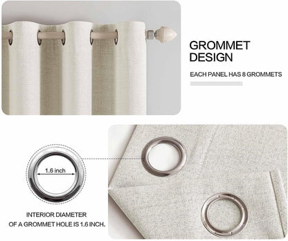 MIULEE Linen Curtains - 100% Blackout Thermal Insulated Drapes | Beige, 52x45 Inch (2 Panels)
