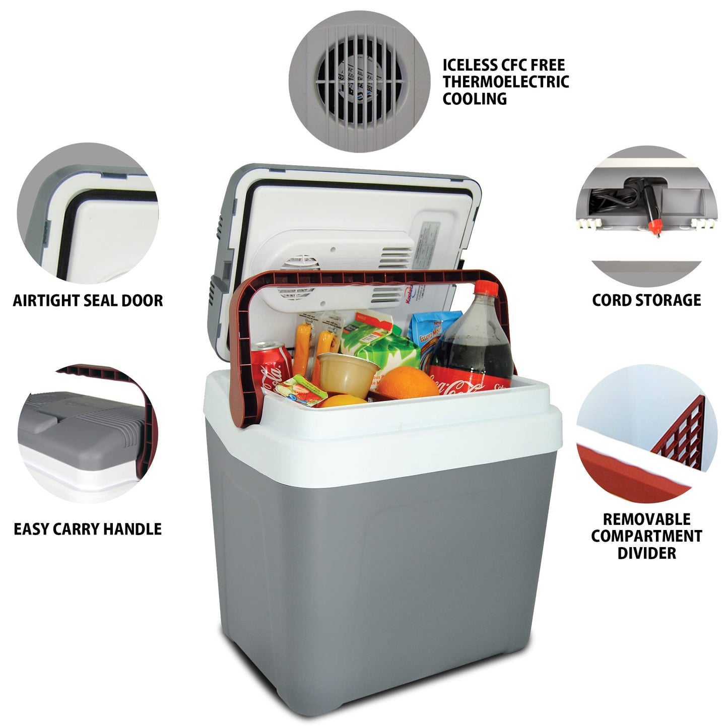 Koolatron 12V Iceless Cooler & Warmer – Portable 26 qt Electric Cooler/Nevera Portátil Eléctrica for Car Truck Camper Boat Hard Sided Mini Fridge for Camping Picnic Travel Lunch Food Drinks Office