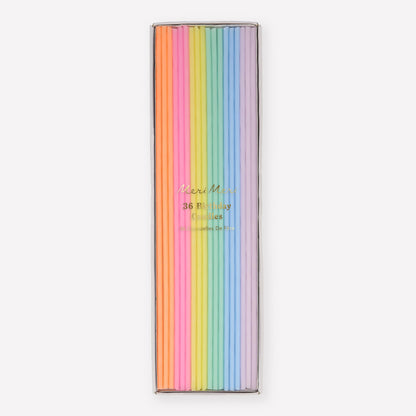 Meri Meri Super Skinny Tall Cake Candles (Pack of 36), 8" Tall, Unscented, Candles
