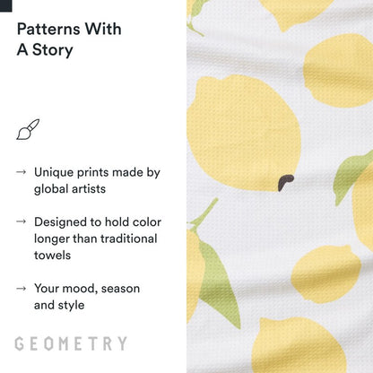 GEOMETRY Kitchen Tea Towels - Quick Dry Microfiber Dish Towels for Kitchen Sunny Lemons, 18" x 30" 1 Pack