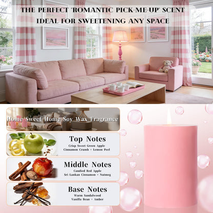 4 Pack Apple Cinnamon Scented Pillar Candles,Natural Soy Wax Candles-2.8x4In,Smokeless & Non-Toxic,60H Long Lasting Burning Fragrance Candles for Home,Mother’s Day Gifts,Spa Relaxation
