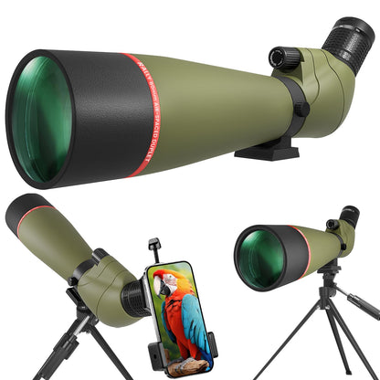 20-60x80 Spotting Scopes for Bird Watching, BAK4 Waterproof Spotting Scope for Target Shooting Wildlife Viewing Hiking Camping, HD Spotter Scope with Tripod Smartphone Holder and Carrying Bag