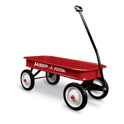 Radio Flyer Classic Red Wagon, For Kids 1.5+, All-Steel Body with No-Scratch Edges, 10" Rubber Tires, Extra-Long Handle Folds Under, Controlled Turning Radius, 200 lb Capacity, Wagon for Kids or Cargo