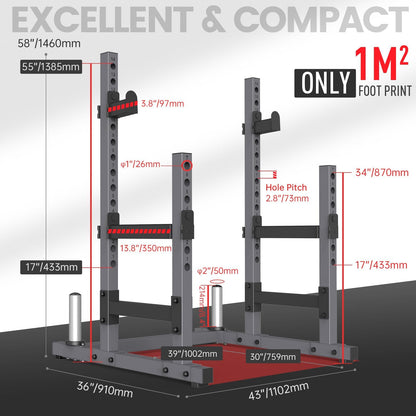 PASYOU Adjustable Squat Power Rack, Multifunction Squat Rack Heavy-Duty Stand, Weight Rack Stand, Push Up Strength Training Dumbbell Rack for Home Gym Equipment, Weight Benches, Max Load 1800 LBS