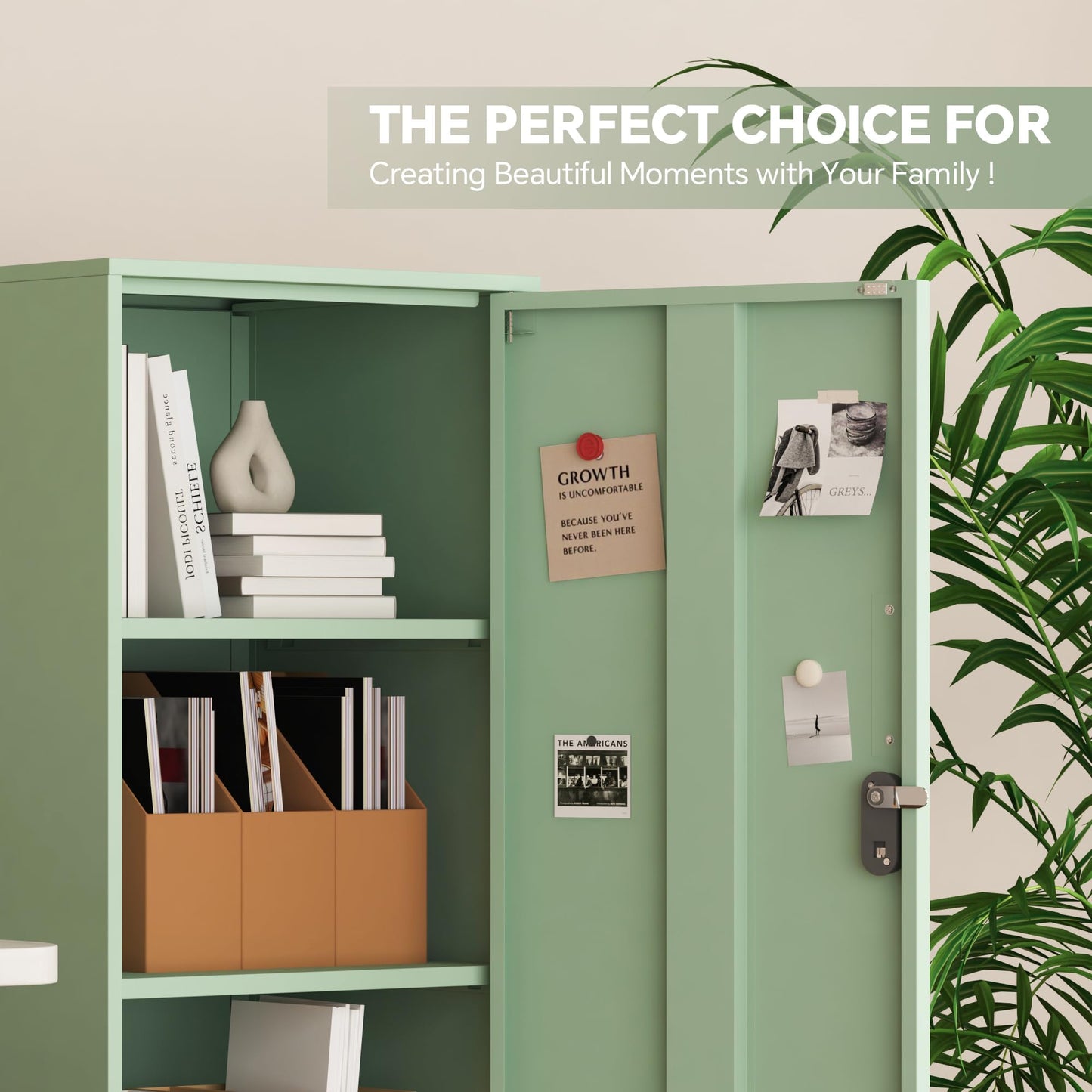 Steehoom Metal Locker Storage Cabinet Lockable 4 Tier File Cabinet Steel Bathroom Cabinet Changing Room Locker for Home, Office, School, Gym, Garage (Green, 15.75" D x 15.75" W x 49.21" H)