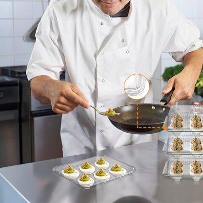 Yopay 50 Pack Deviled Egg Trays with lid, Plastic Clear 6 Slots Deviled Eggs Halves Carrier Deviled Container Dish Plate Holder for Party, Classic Cuisine Trays
