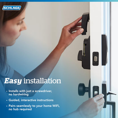 Schlage BE499WB CEN 716 Encode Plus WiFi Deadbolt Smart Lock, Keyless Entry Touchscreen Door Lock with Century Trim, Aged Bronze