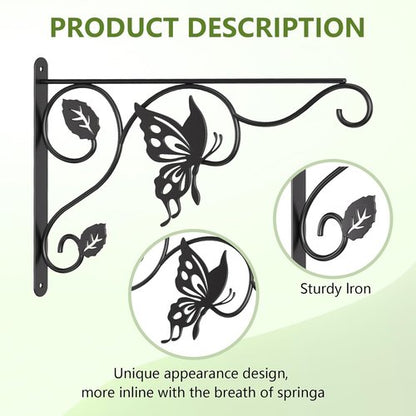 Heavy Duty Plant Hooks by [Brand Name] - 12 Inch Metal Wall Hangers for Indoor/Outdoor Use | Sturdy Brackets for Bird Feeders, Planters, Lanterns - Black