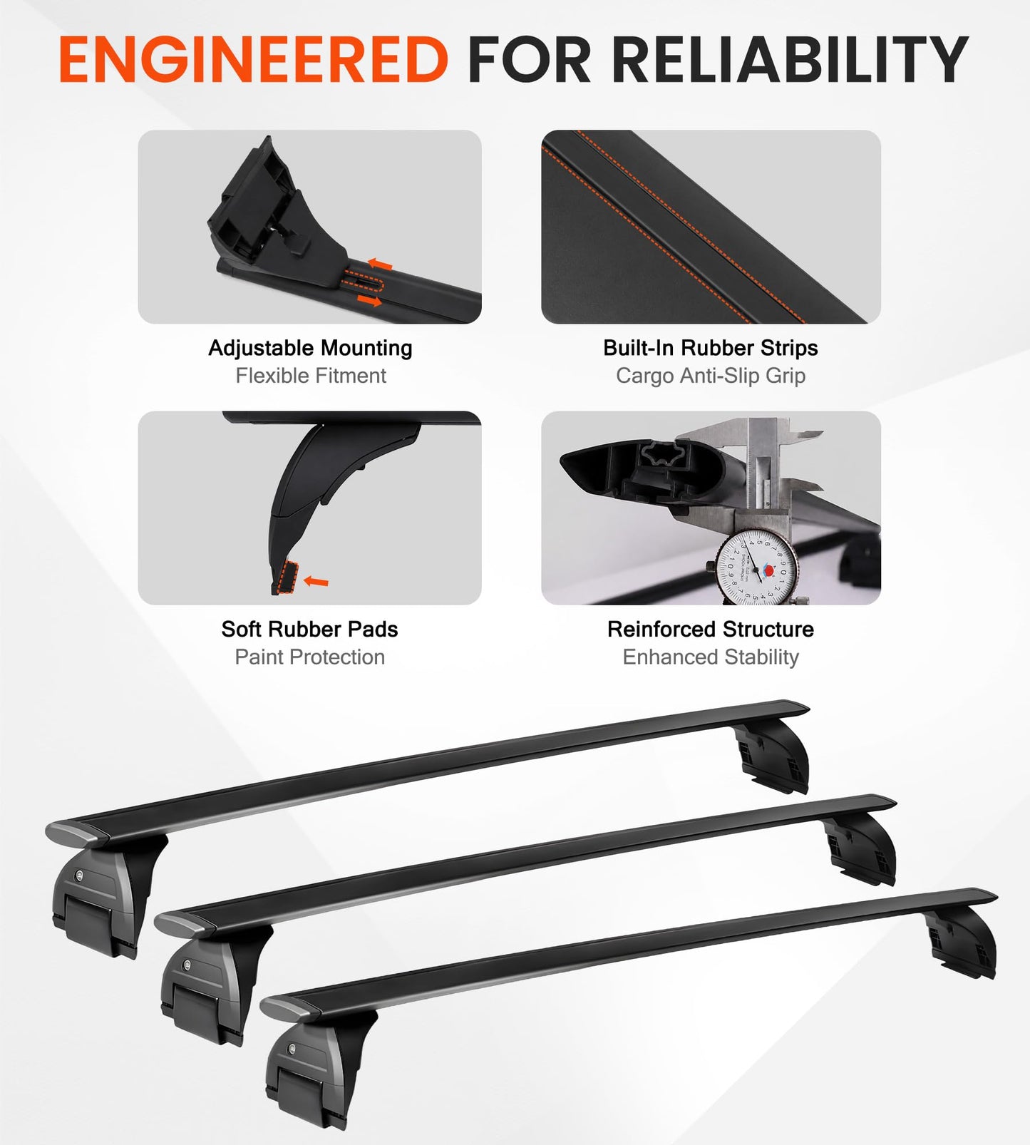 Snailfly 3PCS Roof Rack Cross Bars Fit for Jeep Wrangler JK JL Gladiator JT 2007-2026 Hard Top, 350lbs Lockable CrossBars Cargo Carrier, Rooftop Accessories for Tent Bike Kayak Skis