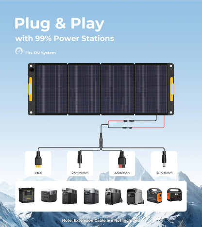 Lipower 200W Portable Solar Panels 18V, Foldable Solar Charger for Portable Power Station, IP68 Waterproof Foldable Solar Panel Power Backup for Generator, RV, Camping, Off Grid