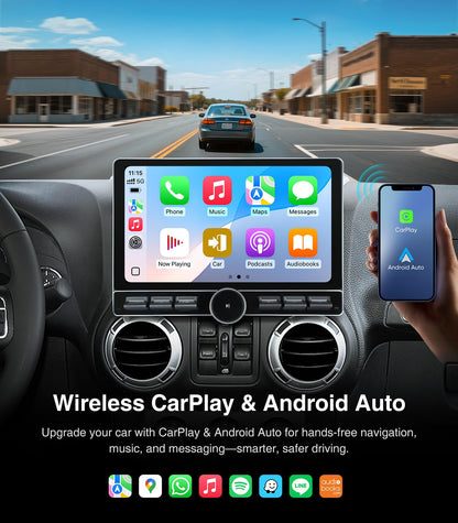 Car Stereo Radio Replacement Upgrade for Jeep Wrangler JK 2007-2018 Dodge Ram 1500 2500 2009-2012 Compass Grand Cherokee Wireless CarPlay Android Auto GPS Navigation Touchscreen Head Unit (6G+64G)