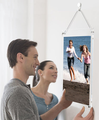 NIUBEE Clear Acrylic Desktop Picture Frame, Beveled Frameless Plexiglass Photo Photography Display with Standoff (12x17 (A3)-New)