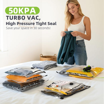 Vacuum Bags for Travel | Skiennix USB Electric Pump - 18 Pack Carry-On Size Space Saver Bags