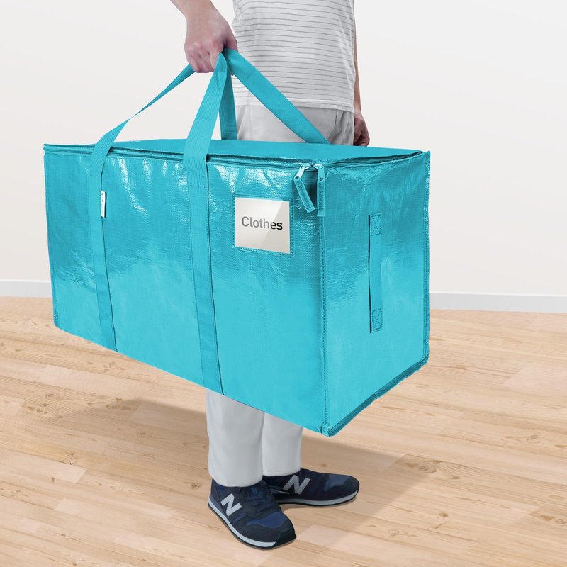 TICONN 8 Pack Extra Large Moving Bags Heavy Duty with Zippers & Carrying Handles, Durable Storage Bags Moving Boxes for Closet Organizers and Storage (8 Pack, Aqua)