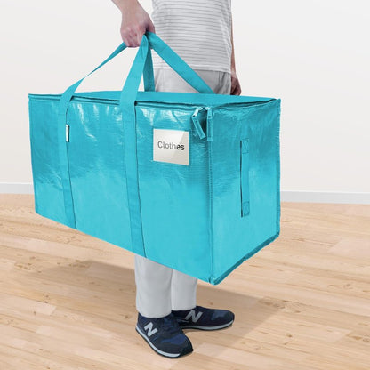 TICONN 8 Pack Extra Large Moving Bags Heavy Duty with Zippers & Carrying Handles, Durable Storage Bags Moving Boxes for Closet Organizers and Storage (8 Pack, Aqua)